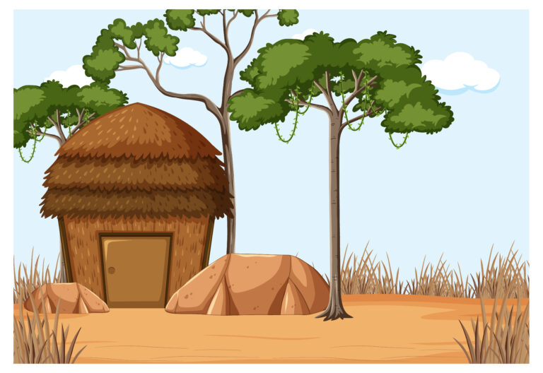 Hut with Tree Vector